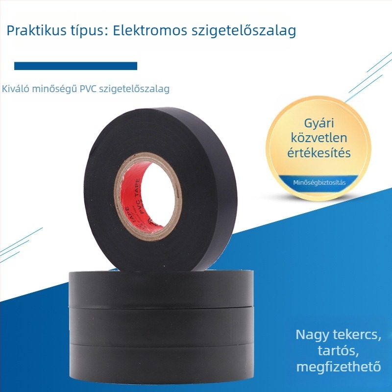 PVC elektromos szigetelő szalag, vízálló, egyoldalas, 30 m hosszú, 16 mm széles, gumí alapú ragasztó, többszínű