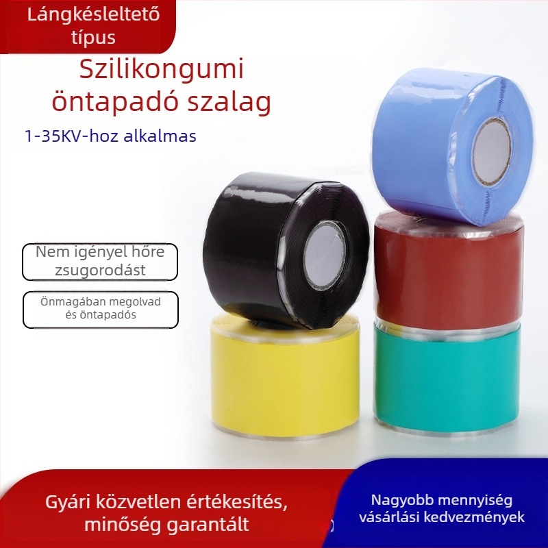 Szilikon-gumi önszalepadó magasfeszültségű szigetelőszalag 10/30 kV, szilikon burkoló szalag elektromos szereléshez, hidegzsugorodó önfűzős szalag