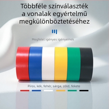 Szélesített típusú 2,5 cm széles PVC elektromos szigetelő szalag, vízálló, hőálló, fekete, két színű lángellenálló