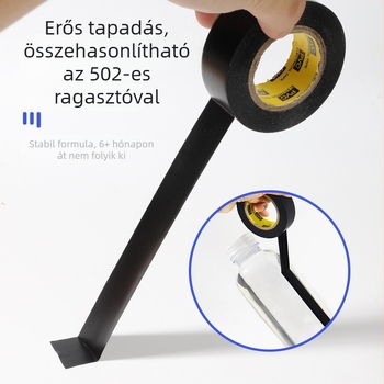 Szélesített típusú 2,5 cm széles PVC elektromos szigetelő szalag, vízálló, hőálló, fekete, két színű lángellenálló