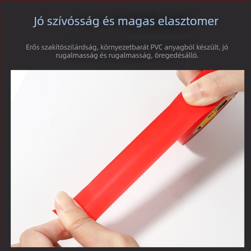 Szélesített típusú 2,5 cm széles PVC elektromos szigetelő szalag, vízálló, hőálló, fekete, két színű lángellenálló