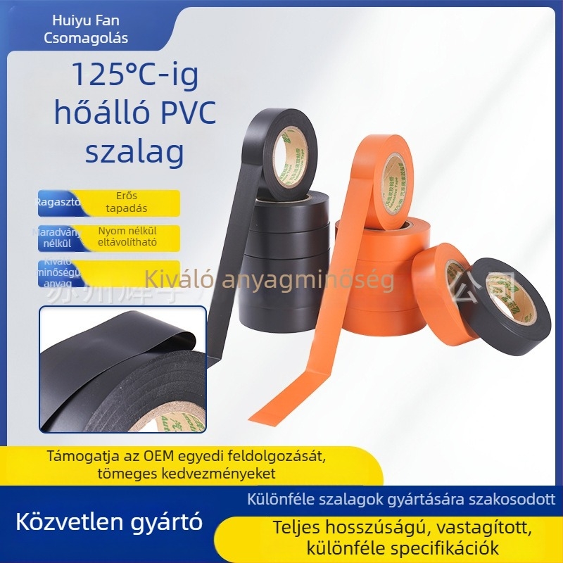 PVC elektromos szalag, 125°C-ig hőálló, vastagított, kopásálló, erős tapadású, nyom nélkül, fekete-sárga, kábelkötegekhez