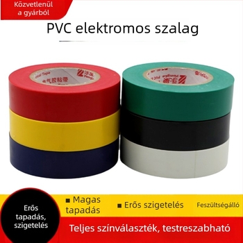 PVC elektromos szigetelő szalag kábelekhez, vízálló, magas hőmérsékletre ellenálló, feszültségálló, tűzálló