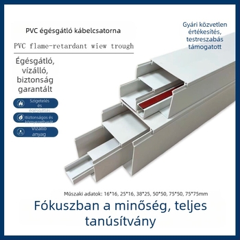 PVC négyszögletes kábelcsatorna, öntapadós, felületre szerelhető, 16x16–75x75 mm