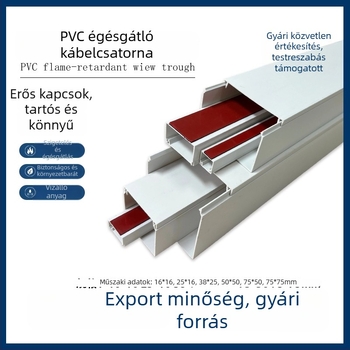 PVC négyszögletes kábelcsatorna, öntapadós, felületre szerelhető, 16x16–75x75 mm
