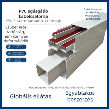PVC négyszögletes kábelcsatorna, öntapadós, felületre szerelhető, 16x16–75x75 mm