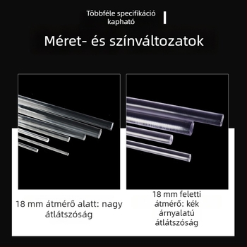 Polikarbonát rúd, rendkívül átlátszó, tömör kör alakú rúd, fekete, hőálló, hossz méretre igazítható