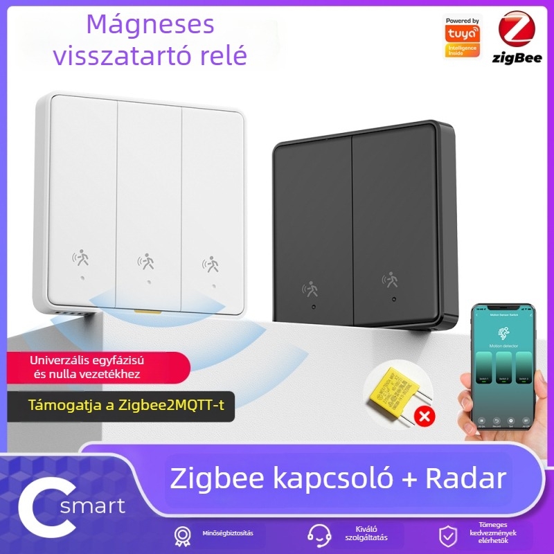 Zigbee falikapcsoló radaros intelligens kapcsoló távirányítással és jelenlét-időzítővel