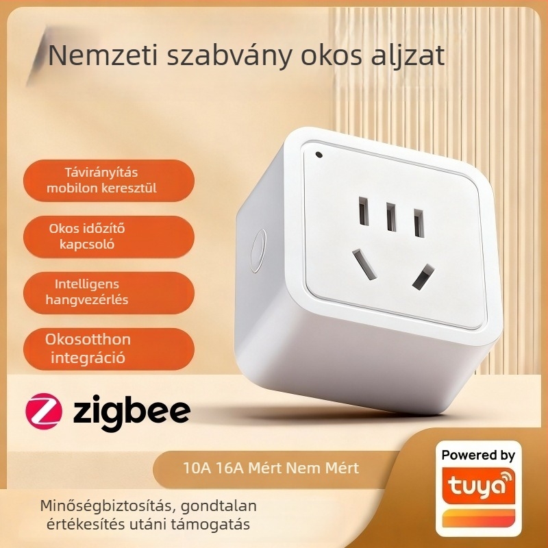 Zigbee okos aljzat 10A/16A, 5‑pin nemzeti szabvány, időzítő kapcsoló