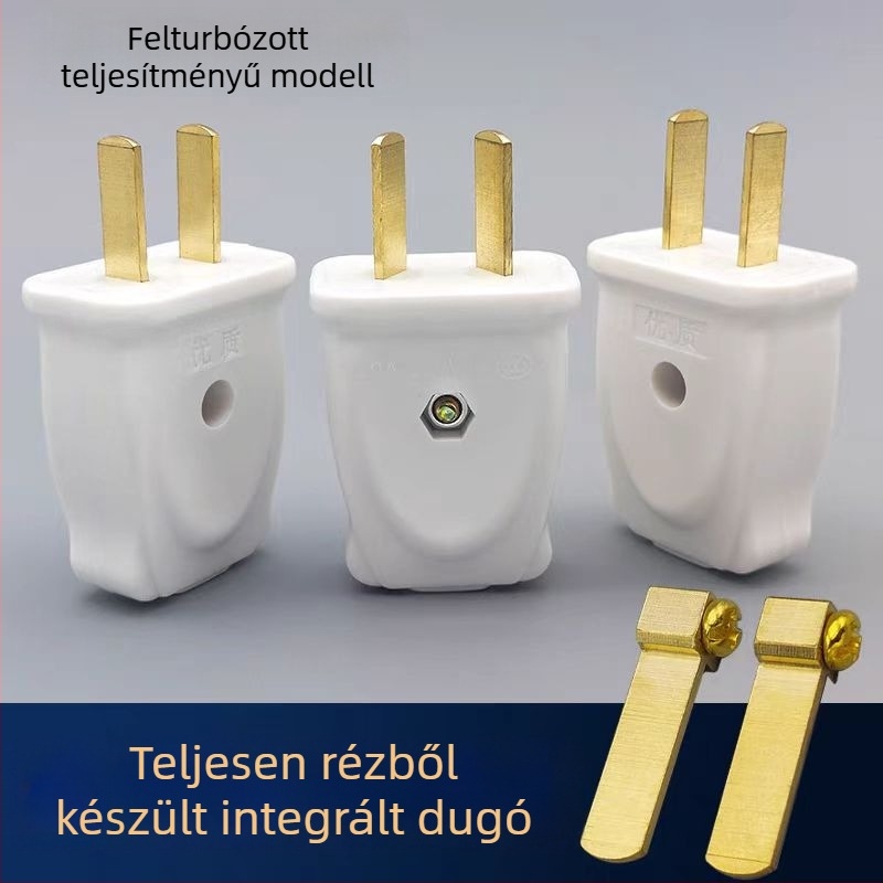 10A tiszta réz nagy teljesítményű dugó, 2–3 tűs, 16A univerzális biztonsági csatlakozó