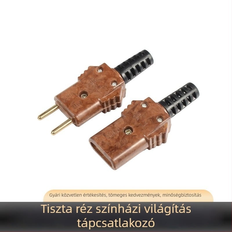 Bakelit tápcsatlakozó színpadi világításhoz, 10A, rézmagú, férfi és női dokkoló csatlakozó