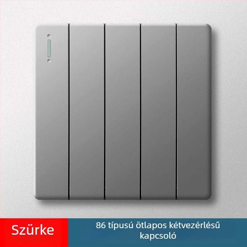 86-os típusú ötágú falkapcsoló, rejtett szerelés, szürke panel a nappali világításához