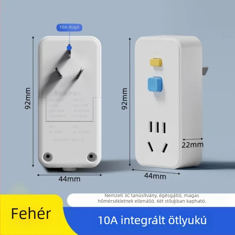 Szivárgás elleni védelem vízmelegítőkhöz és klímaberendezésekhez, 10A/16A dugóvédő, 3C tanúsítvány