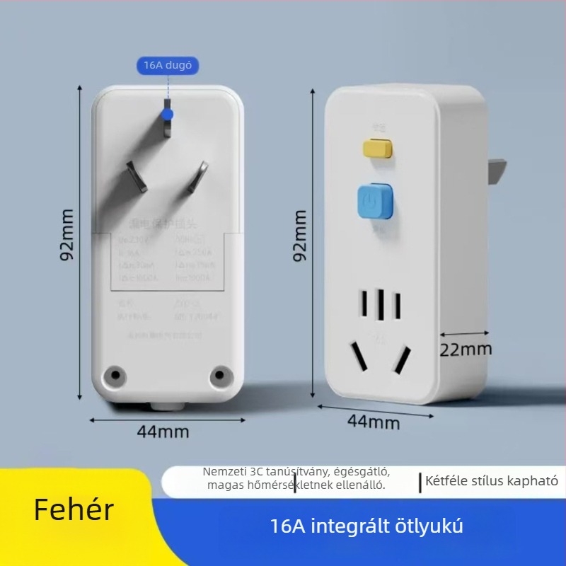 Szivárgás elleni védelem vízmelegítőkhöz és klímaberendezésekhez, 10A/16A dugóvédő, 3C tanúsítvány