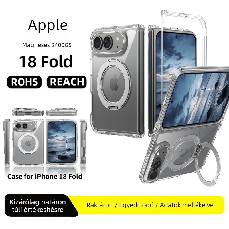 Átlátszó hajtogatható mágneses telefontok iPhone 18 Foldhoz, 2 az 1-ben
