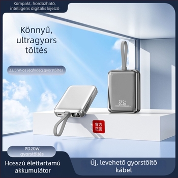 Új 22,5W gyorstöltésű power bank 10000mAh, nagy kapacitású hordozható töltő beépített kábellel