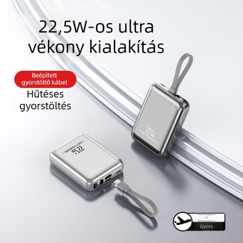 Új 22,5W gyorstöltésű power bank 10000mAh, nagy kapacitású hordozható töltő beépített kábellel