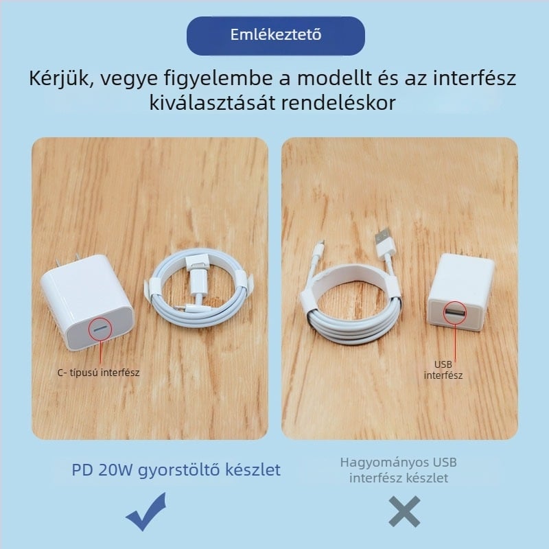PD27W gyorstöltő kábel készlet iPhone 13/12-höz — Lightning és USB-C adatkábel