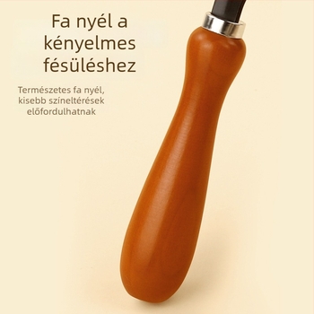 Fából készült nyélű kutyakefe hosszú- és sűrű szőrű kutyáknak, kilógó szőr eltávolítására, nagytestű kutyáknak