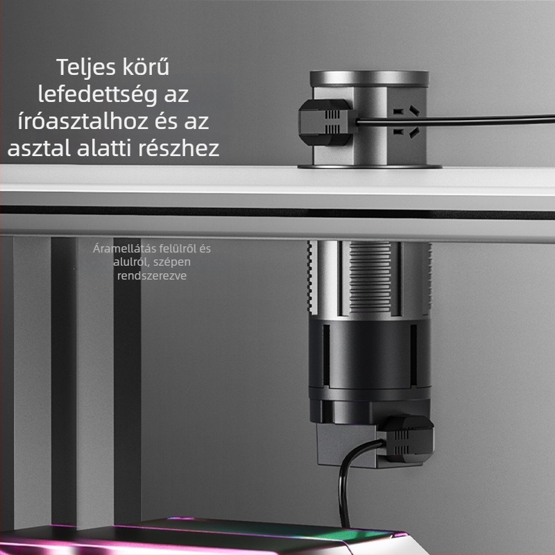 Asztali emelhető elosztó, beépített, rejtett szigetszerű dizájnnal, intelligens állítható csatlakozó