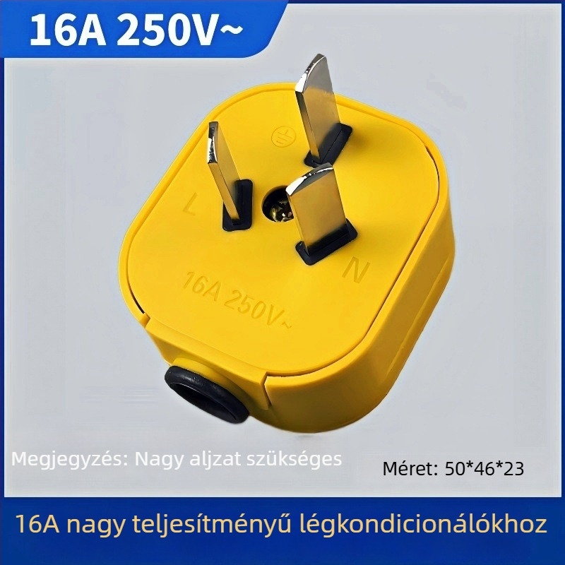 GB-szabványú háromtűs, háromfázisú dugó, 6000W, gumírozott burkolat, tiszta réz, 10A