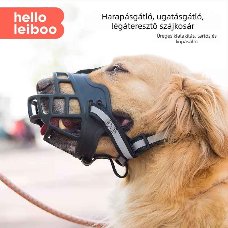 Gumi szájkosár közepes és nagy testű kutyák számára – harapás elleni, ugatás elleni és a táplálkozás megakadályozása, Golden Retriever