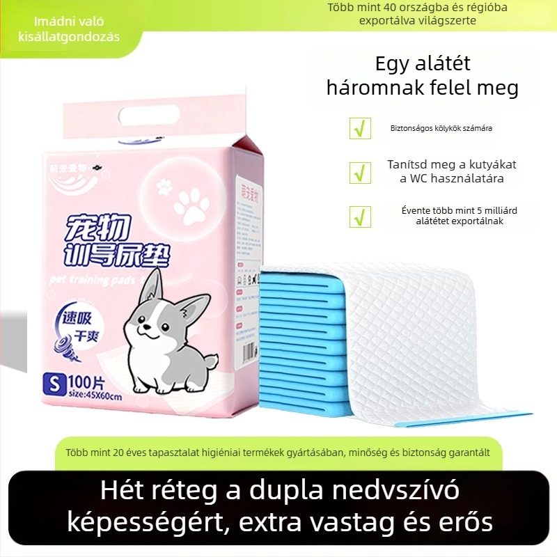 Kutyák számára vastagított, dezodoráló vizeletpárnák, egyszer használatos nedvszívó párnák