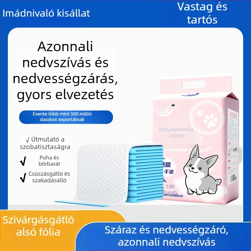 Kutyák számára vastagított, dezodoráló vizeletpárnák, egyszer használatos nedvszívó párnák