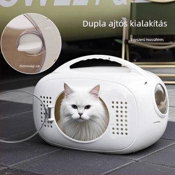 Hordozó macskáknak légáteresztő űrkapszula-stílusú dizájnnal, macskáknak és kis kutyáknak, legfeljebb 7 kg