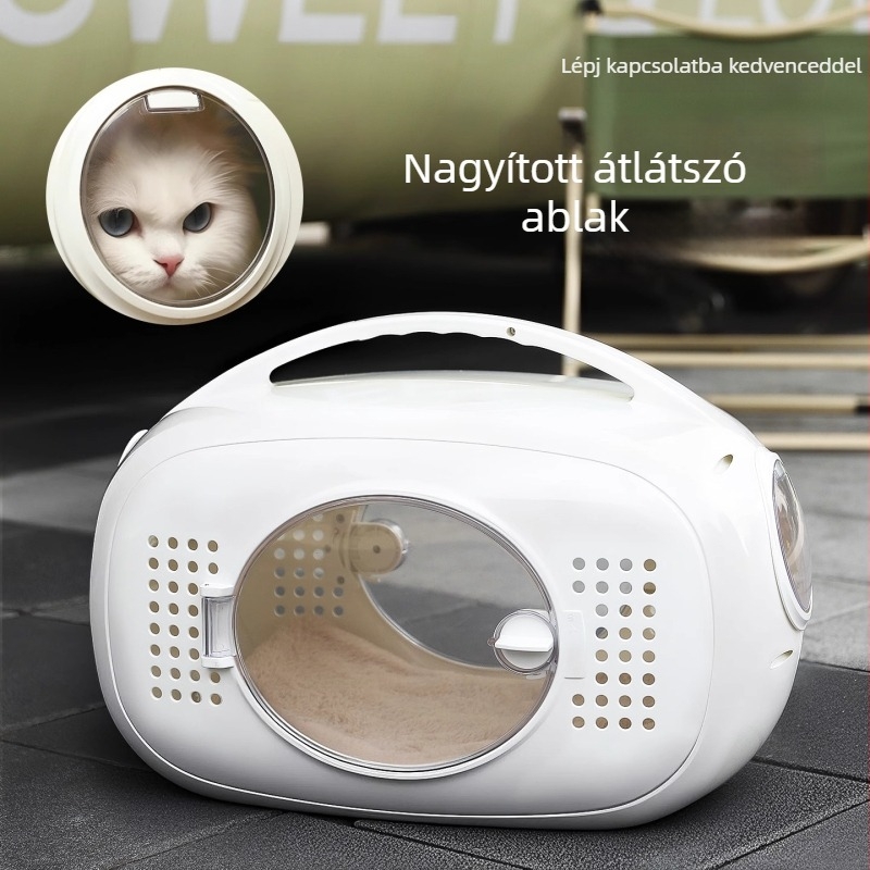 Hordozó macskáknak légáteresztő űrkapszula-stílusú dizájnnal, macskáknak és kis kutyáknak, legfeljebb 7 kg