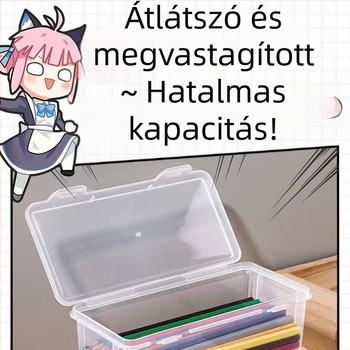 Átlátszó, nagy kapacitású ceruza- és filctartó