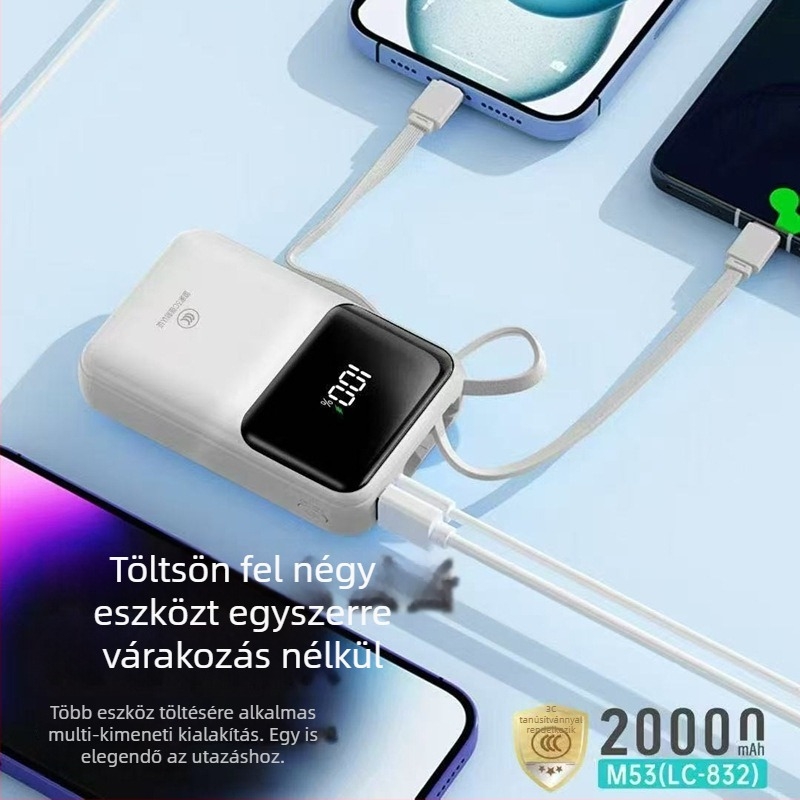 Powerbank 20 000 mAh gyors töltéssel, 3C tanúsítvánnyal, nagy kapacitás, kompatibilis VOVI, OnePlus és IQ
