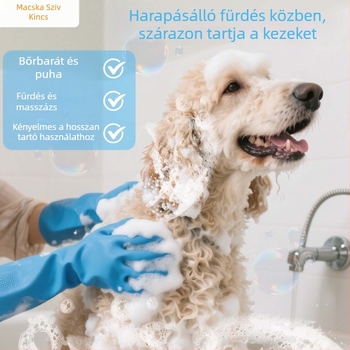 Szilikonból készült állatfürdető kesztyű és masszírozó mosóecset kutyáknak és macskáknak
