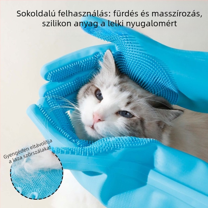 Szilikonból készült állatfürdető kesztyű és masszírozó mosóecset kutyáknak és macskáknak