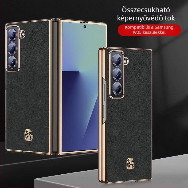 Samsung W25 telefontok SM-W9025, kínai stílusú hajtogatható flip-kapak, magas minőségű bőrt-textúra