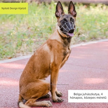 Fém szájkosár közepes és nagy testű kutyák számára; harapás-, ugatás- és rágás elleni védelem; Malinois és német juhászkutya számára megfelelő