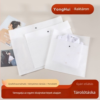 Testreszabható nemszövött anyagú csomagoló tasak sík tetejű gombos zárással, porálló tároló tasakok cipők és ruhák számára (egyedi elképzelés szerint)