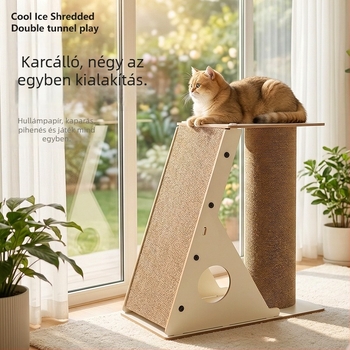 Függőleges hullámos karton macska karmoló és mászótorony, extra-large méret, tartós, kevés morzsálódás, önálló szórakoztatásra