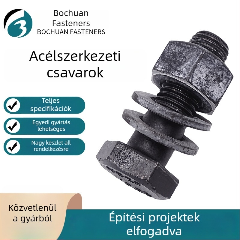 GB1228 acél szerkezetekhez tartozó, nagy hatszögfejű, nagy szilárdságú csavar, osztály 10.9