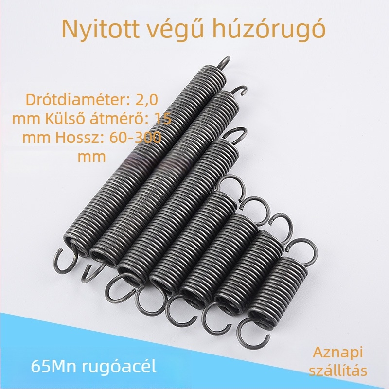 2,0×20 mm feszítő rugó kampóval, 65 MN, visszatérő kampó