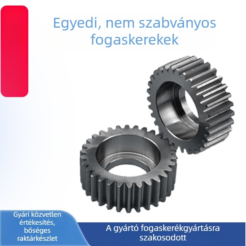 304-es rozsdamentes acélból készült fogaskerék, ipari hajtáshoz, egyenes fogú hengeres pinion, magas precíziós átvitellel