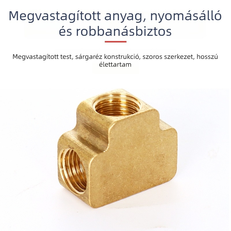 Réz belsőmenetes négy- és háromútú pneumatikus gyorscsatlakozó, négyzet alakú blokk