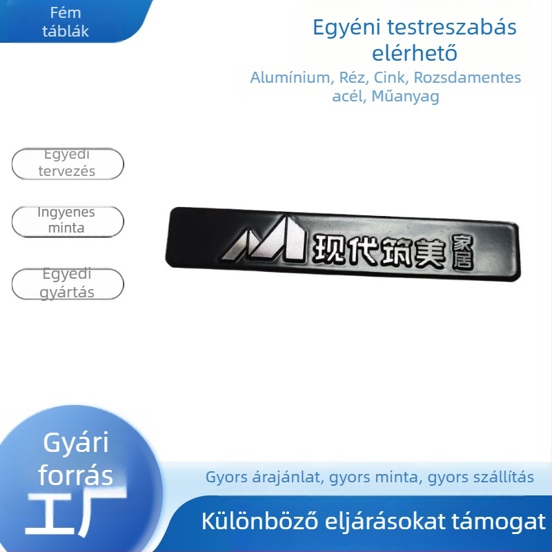 Fém jelzőtáblák bútorokhoz, fürdőszobához, higiéniai berendezésekhez és gépek logólemezei