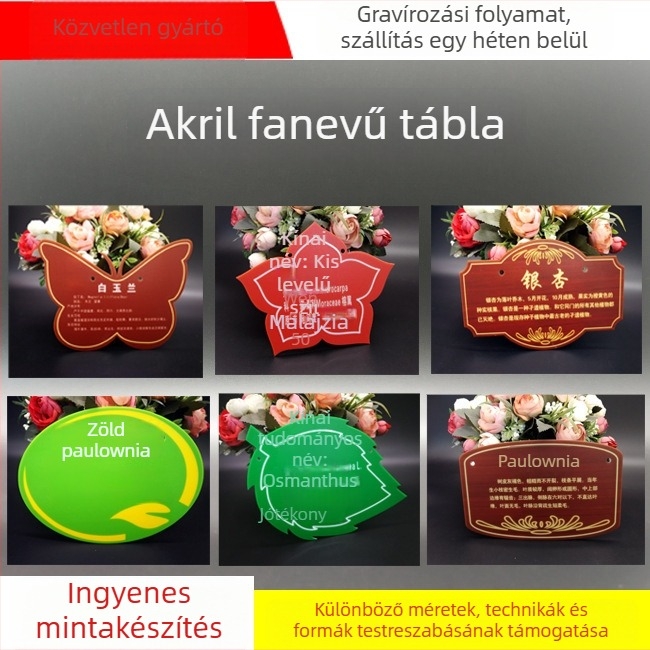 Kerti növényazonosító címkék, UV-nyomtatott akril címkék, alumínium vagy rozsdamentes acél jelölések