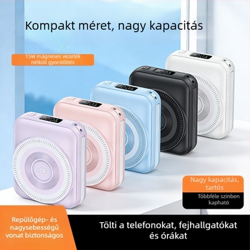 Három az egyben gyors töltésű mágneses töltőbank 10000 mAh, kábelrel, telefonokhoz, fülhallgatókhoz és órákhoz