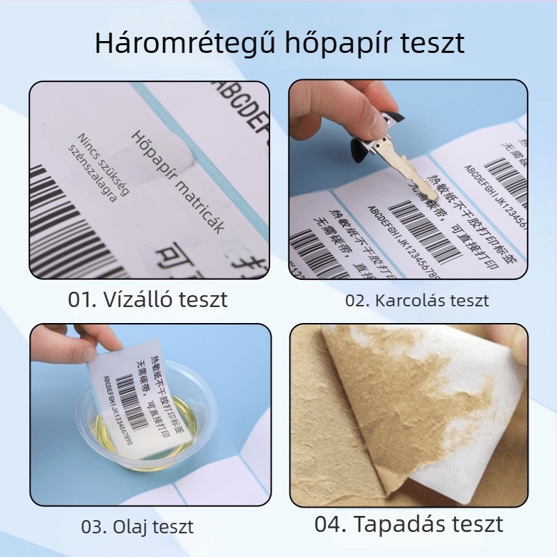 Függőleges háromvédelmes termoszalag önálló címkék 4060 ruházathoz - felakasztható címkék, árfelirat, tanúsítványcímkék, testreszabás