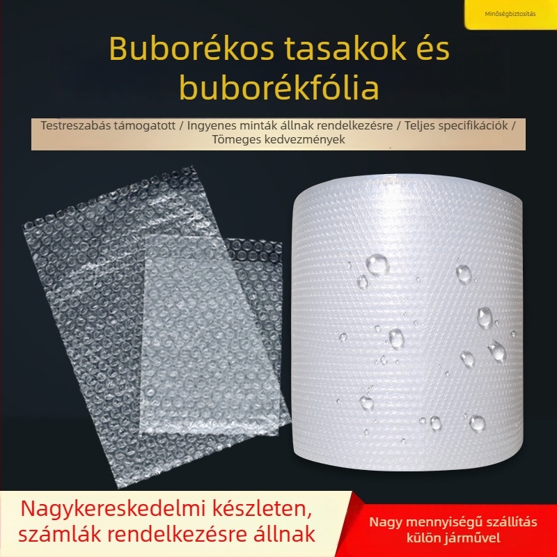 Kétszintes megerősített buborékfólia, ütésálló, vízálló habpapír, műanyag buborékroll