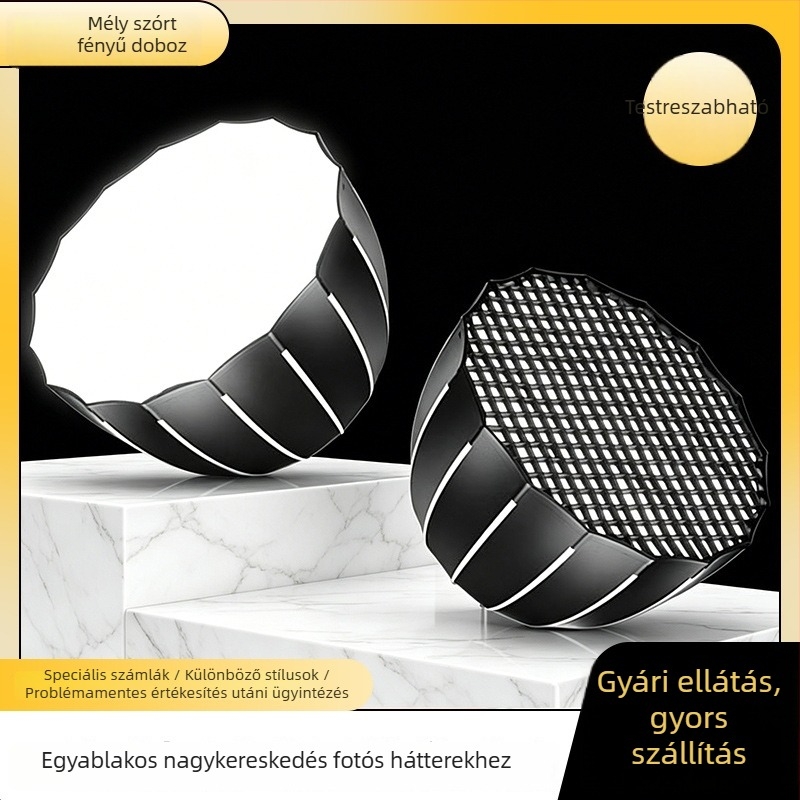 Bowens-mountos mély softbox hálóval, élő közvetítéshez, lágy fény-diffúzor, gömbszerű világítási berendezés