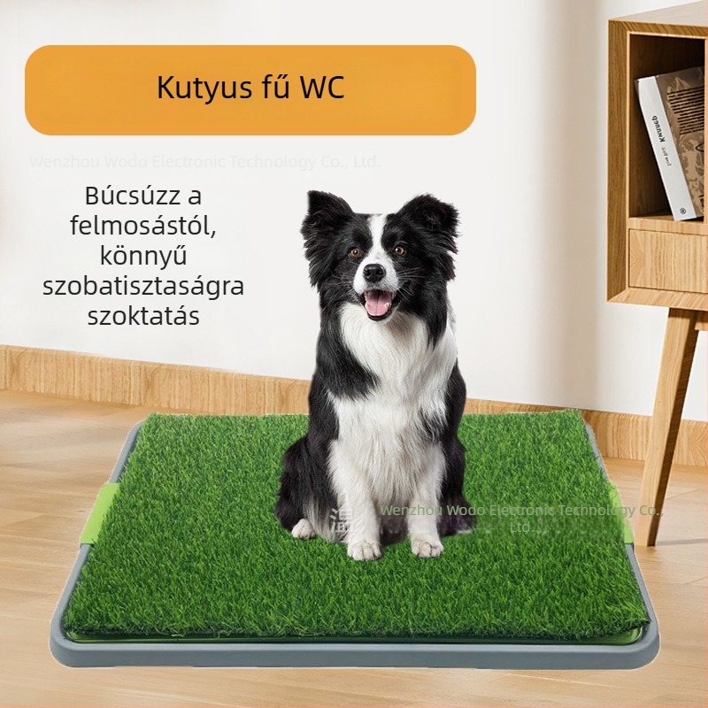 Nagy méretű kutyatoalett műfüves aljzattal, ürülék- és vizeletelválasztással, háziállat-toalett