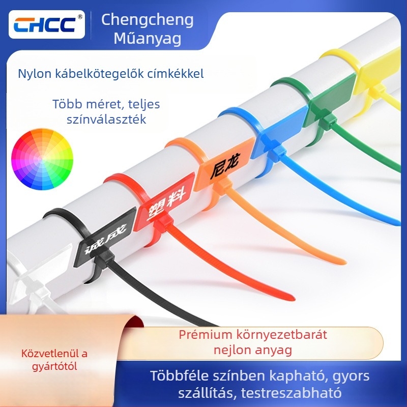 Nylon színes címke anti-hamisítás jelöléssel és kézzel írt jelöléssel, kábelrögzítő 3x4x100x150